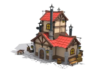cartoon forge Low-poly 3D model