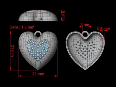Heart in Heart Pendant 3D print model