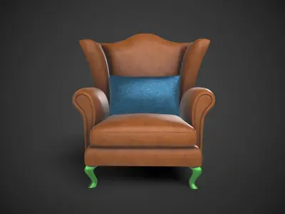 Wingback Chairs 013 Low-poly 3D model