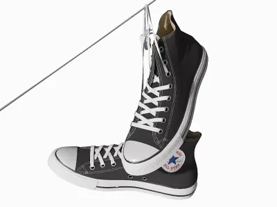  Converse All Star Black Sneakers Suspended by Laces 