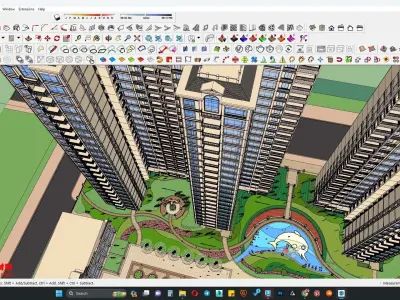 Beautiful lake pool area 3D model