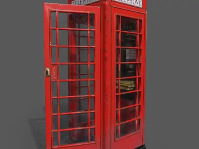 British K6 Telephone Box Low-poly 3D model