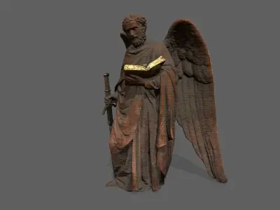Old Man Statue Low-poly 3D model 19