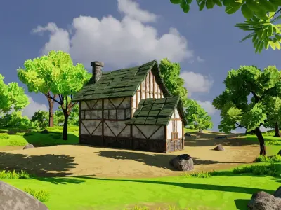 Medieval House 5 With Environment Low-poly 3D model