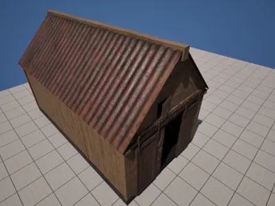 Wooden shack Low-poly 3D model
