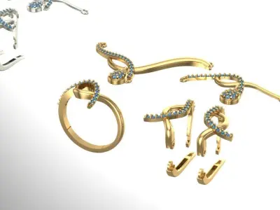 Earnings and ring plus grurmette 3D print model