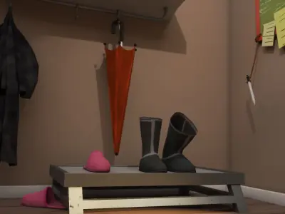  3d stylized cartoon corridor Low-poly 3D model