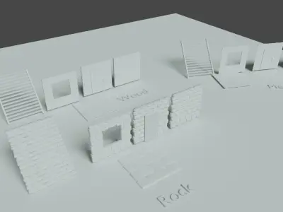 Pack of structures  Rock Metal Wood Low-poly 3D model