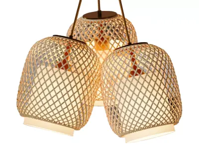 Rattan Bamboo Floor Lamp  Modern Wicker Standing Lamp 3D model