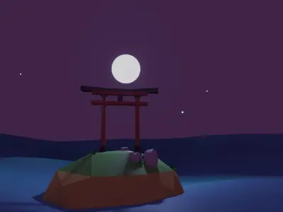 Chinese Ceremonial Door Low Poly Free low-poly 3D model