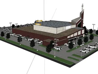 Architecture-Religion-God-Culture-Temple-0291 church and park... 3D model