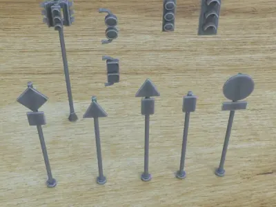STREET LIGHT SIGN TREE 1-35 FOR DIORAMA SUPPORTED STL 3D print model
