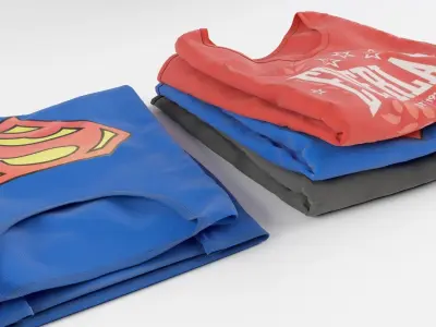 T-shirt collection three t - shirts with superman logo 3D model