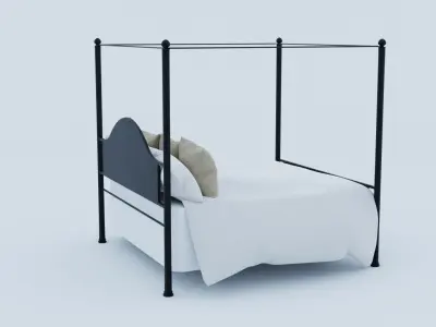 Black Metal Canopy Bed 3D model