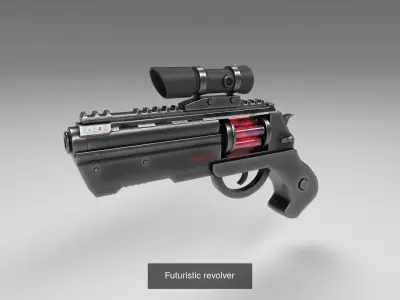 Set of sci fi weapons gameready 3D Model Pack