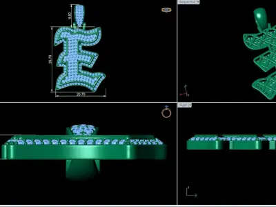 Tattoo fonts E alphabet pendent 3D print model