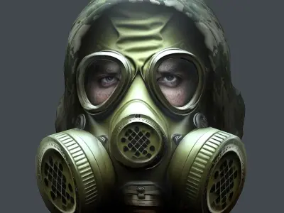 Gas mask helmet 3d model military combat Low-poly Low-poly 3D model