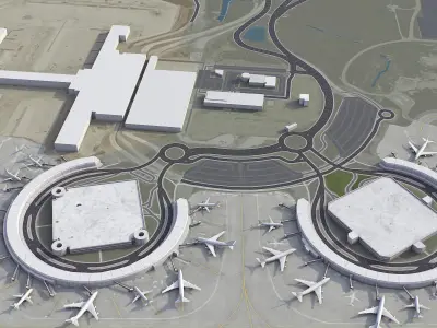 Kansas - City International Airport - MCI Low-poly 3D model