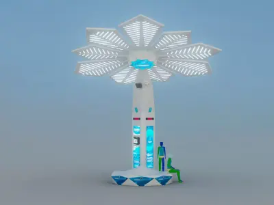 Solar Smart Palm Tree Futuristic Urban Furniture 3D Model 3D model