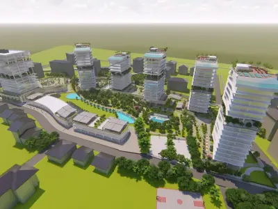 Highrise Residences Offices Shopping Mall Complex 3D model