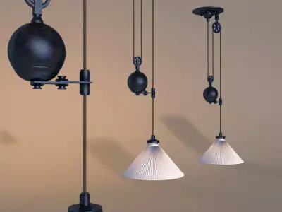RESTORATION HARDWARE industrial pully pendant 2 Free 3D model