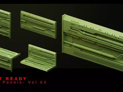 Sci-Fi Wall Panels- Printable Miniature Set- Vol 03 3D print model