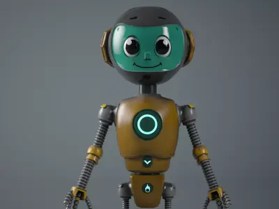 Favory - Cute and Functional 3D Robot Model Rigged Animated Low-poly 3D model