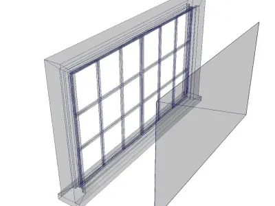 broken window - modular Low-poly 3D model