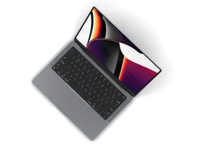 Apple MacBook Pro 14 inch 2021 Space Gray and Silver Low-poly 3D model