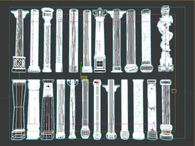 Chinese style pillars 3D model