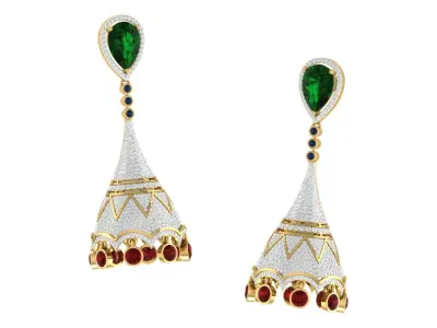 Yellow gold diamond earring-EZ ER-16 3D print model