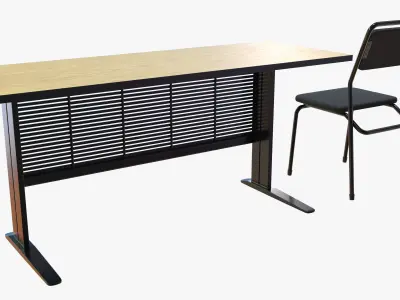 Desk with Stool 3D model