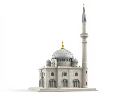 Majestic Mosque with Minaret and Dome Architecture model pack Low-poly 3D model