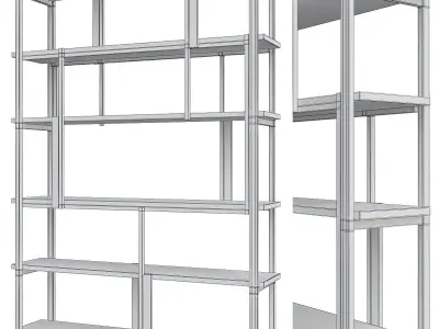 Bookcases 3d model collection 10 pieces Low-poly 3D model