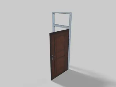 door low poly metal frame Low-poly 3D model