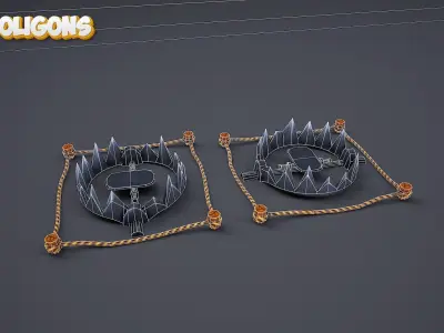 Stylized traps pack Low-poly 3D model
