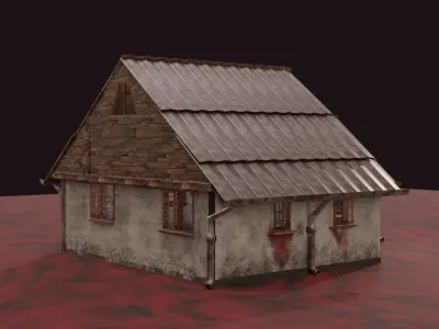 Horror house with Second Floor Bathroom human organs Artifacts Low-poly 3D model