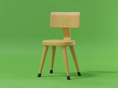 Wooden chair for kids 3D model