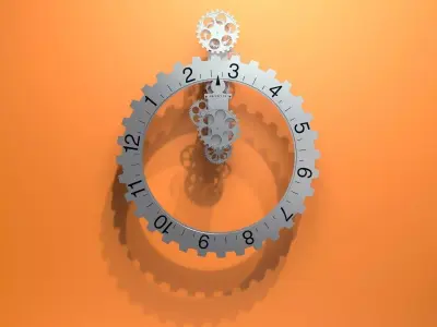Big hour wheel clock 3D model