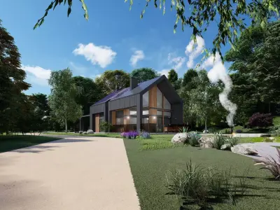 modern barn house 3d model  Low-poly 3D model