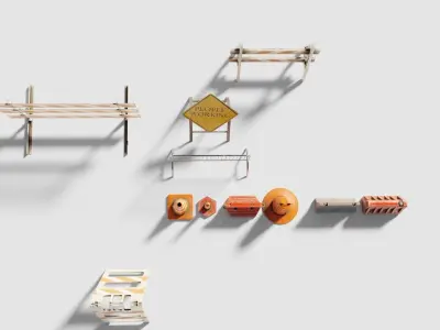  realistic traffic barriers with 8k pbr textures Low-poly 3D model