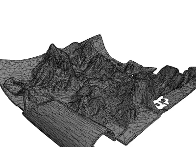 Vintage 3D Topographic Terrain Map Low-poly 3D model