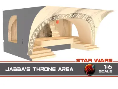 Jabbas Throne Area - small - 1-6 Hottoys 3D print model