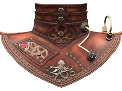 Leather Shoulder and Neck Guard Low-poly 3D model