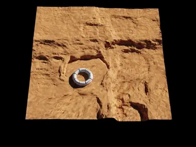 Mars module and landscape Low-poly 3D model