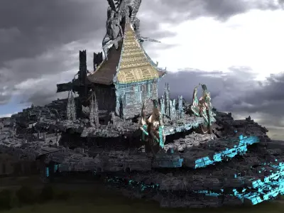 Sci-Fi City dystopia Rule city Statues 7  3D model
