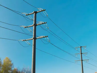 German Countryside Electricity Pylon Low-poly 3D model