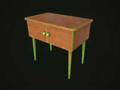 Old simple TV stand Free low-poly 3D model