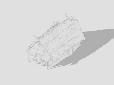 Traditional thatched cottage Low-poly 3D model