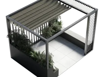 Landscape Furniture with Pergola and Roof-garden 06 Low-poly 3D model